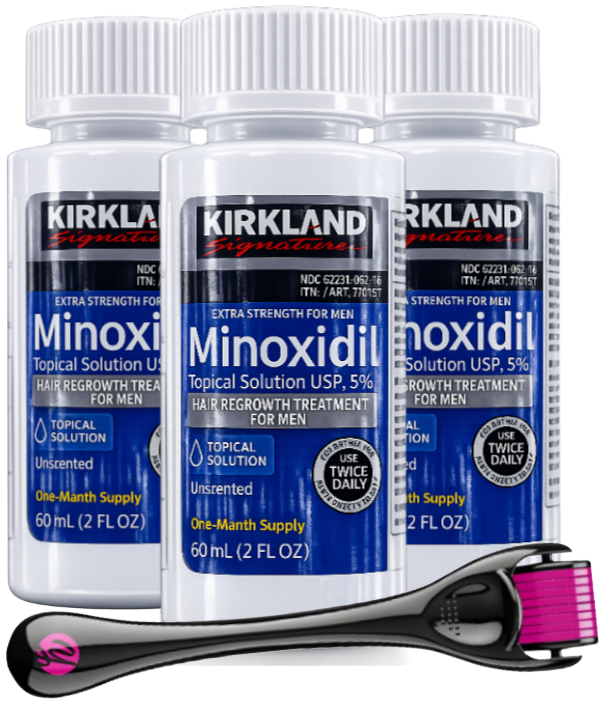Minoxidil Kirkland 5% Pack 3 Meses con Derma Roller Argentina